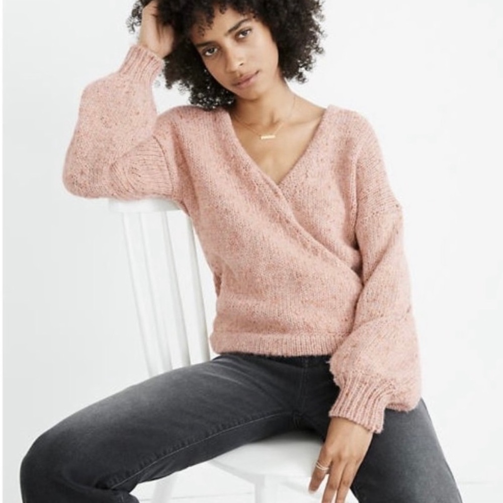 🖤 CLOSET CLEAR OUT 🖤 Madewell Beresford Wrap-Front Pullover Sweater Light Pink